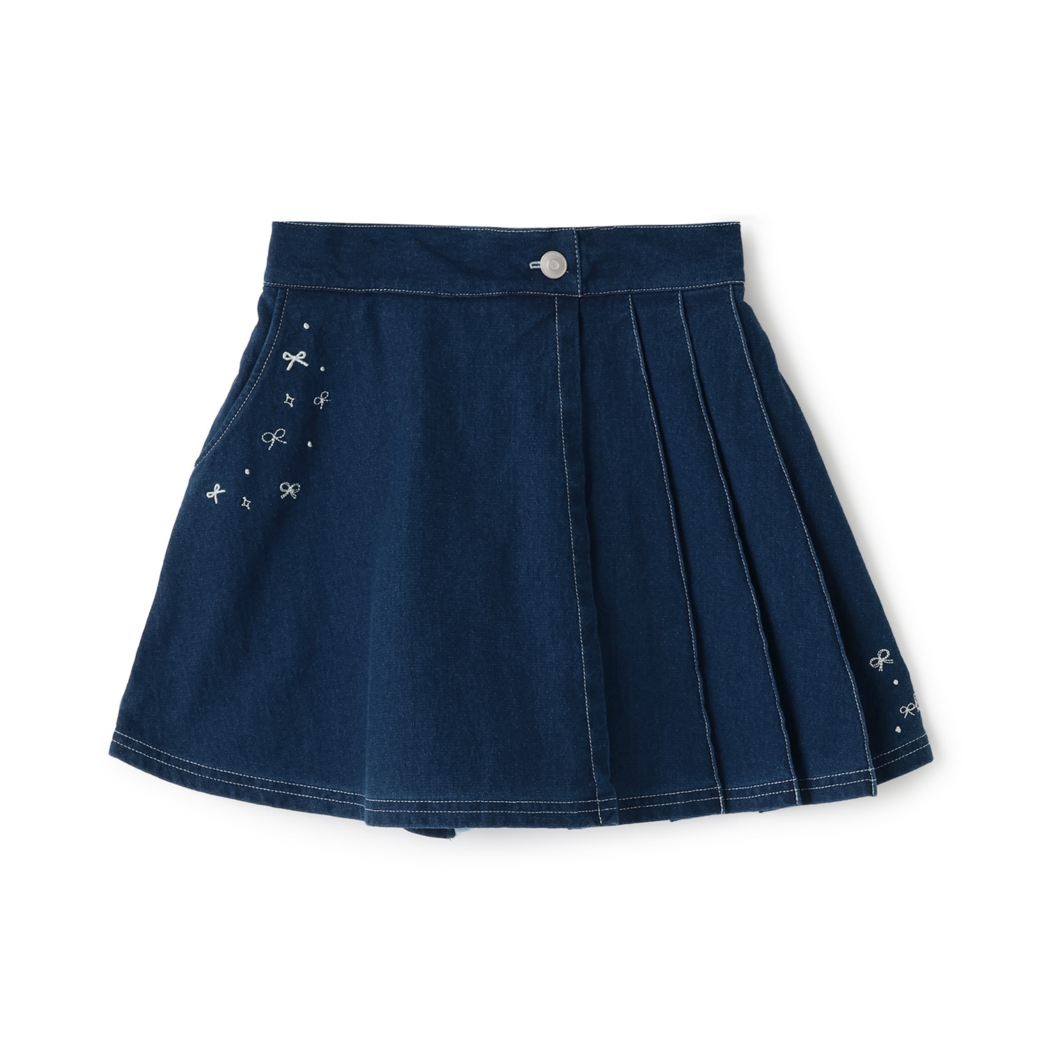 ニットデニム プリーツ ラップキュロット