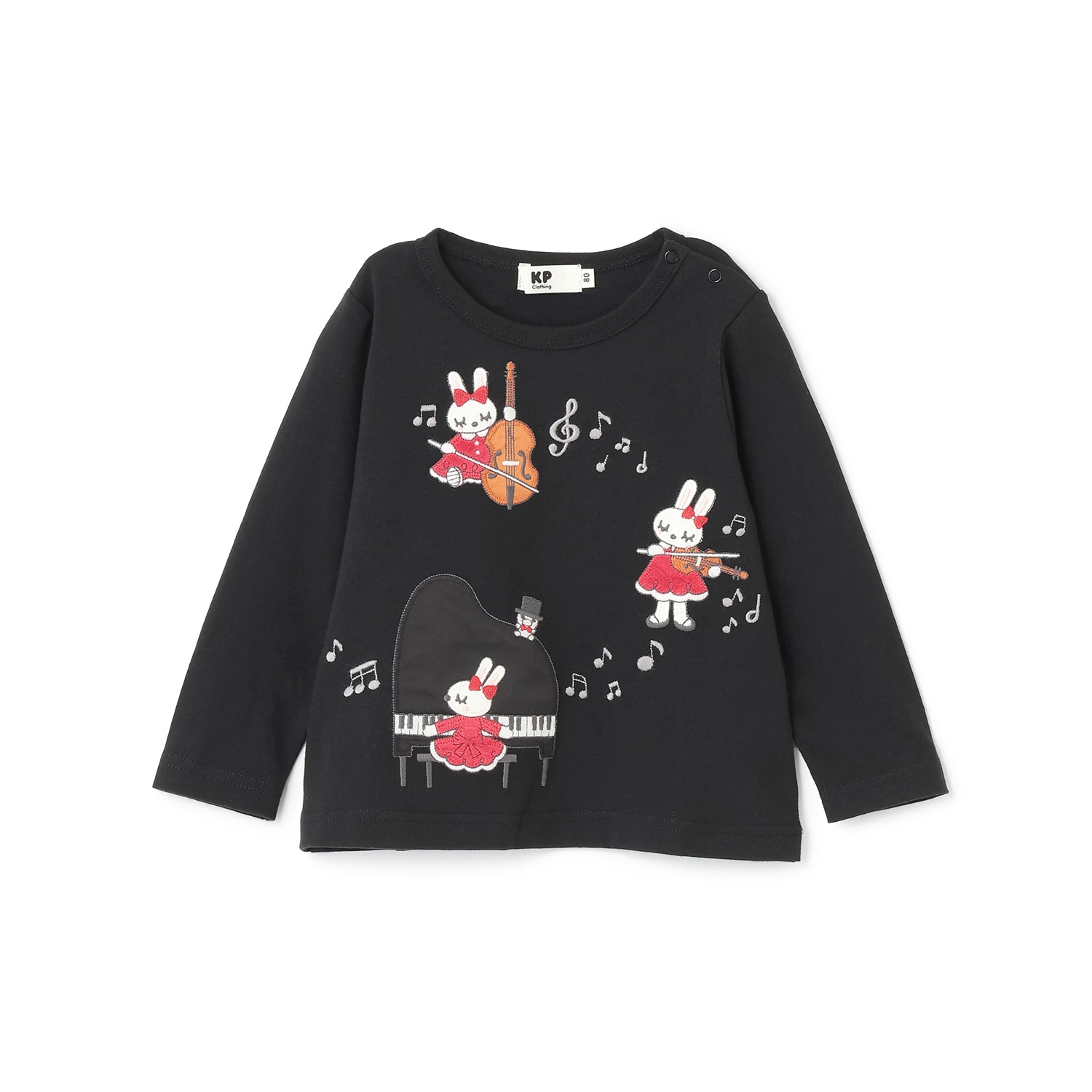 mimiちゃん ピアノアップリケ 長袖Tシャツ