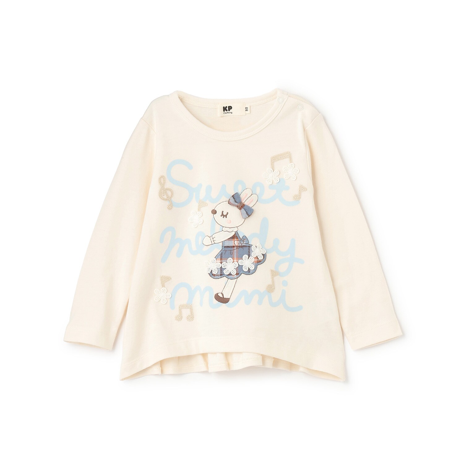 mimiちゃん チェックアップリケ 長袖Tシャツ