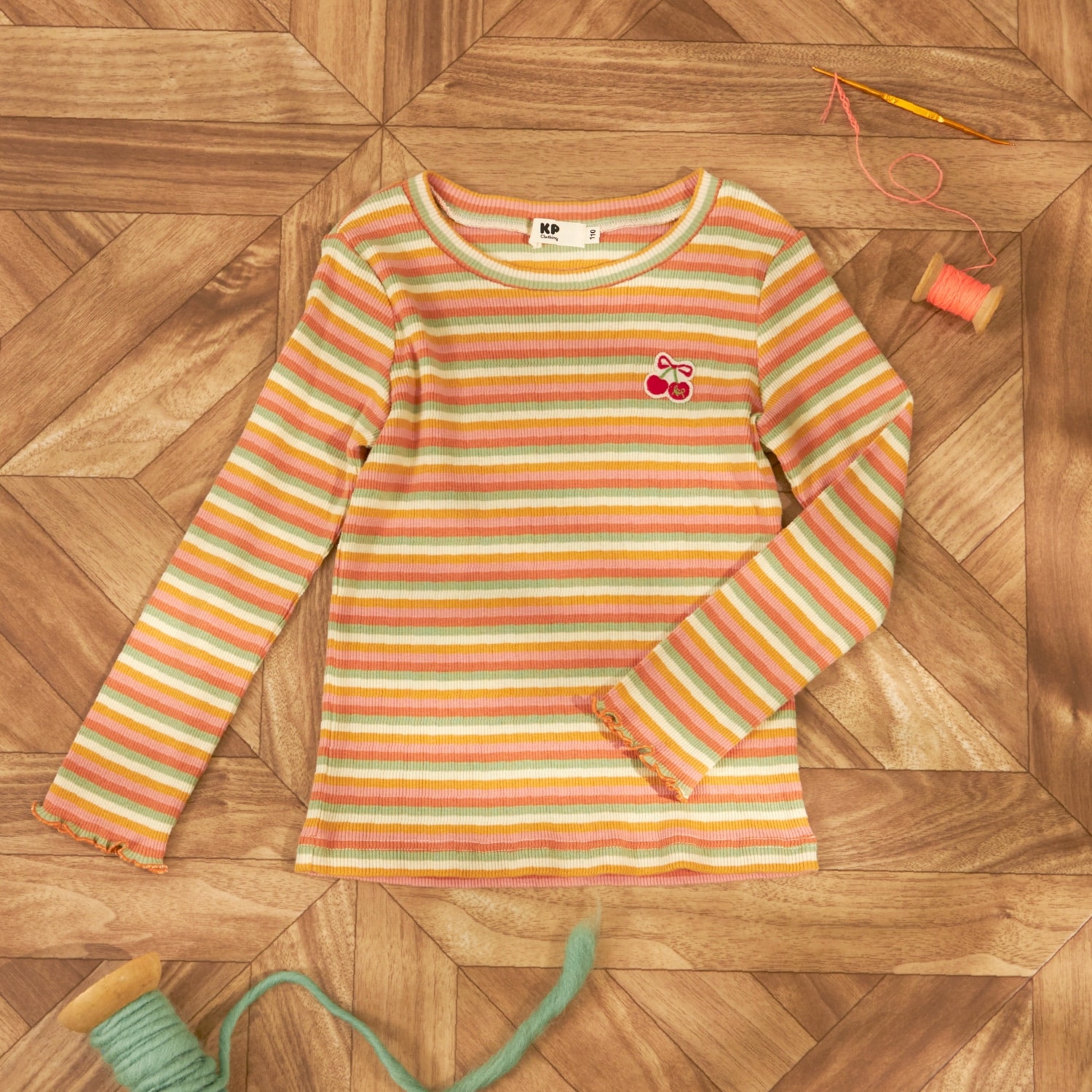 マルチボーダー テレコ 長袖Tシャツ