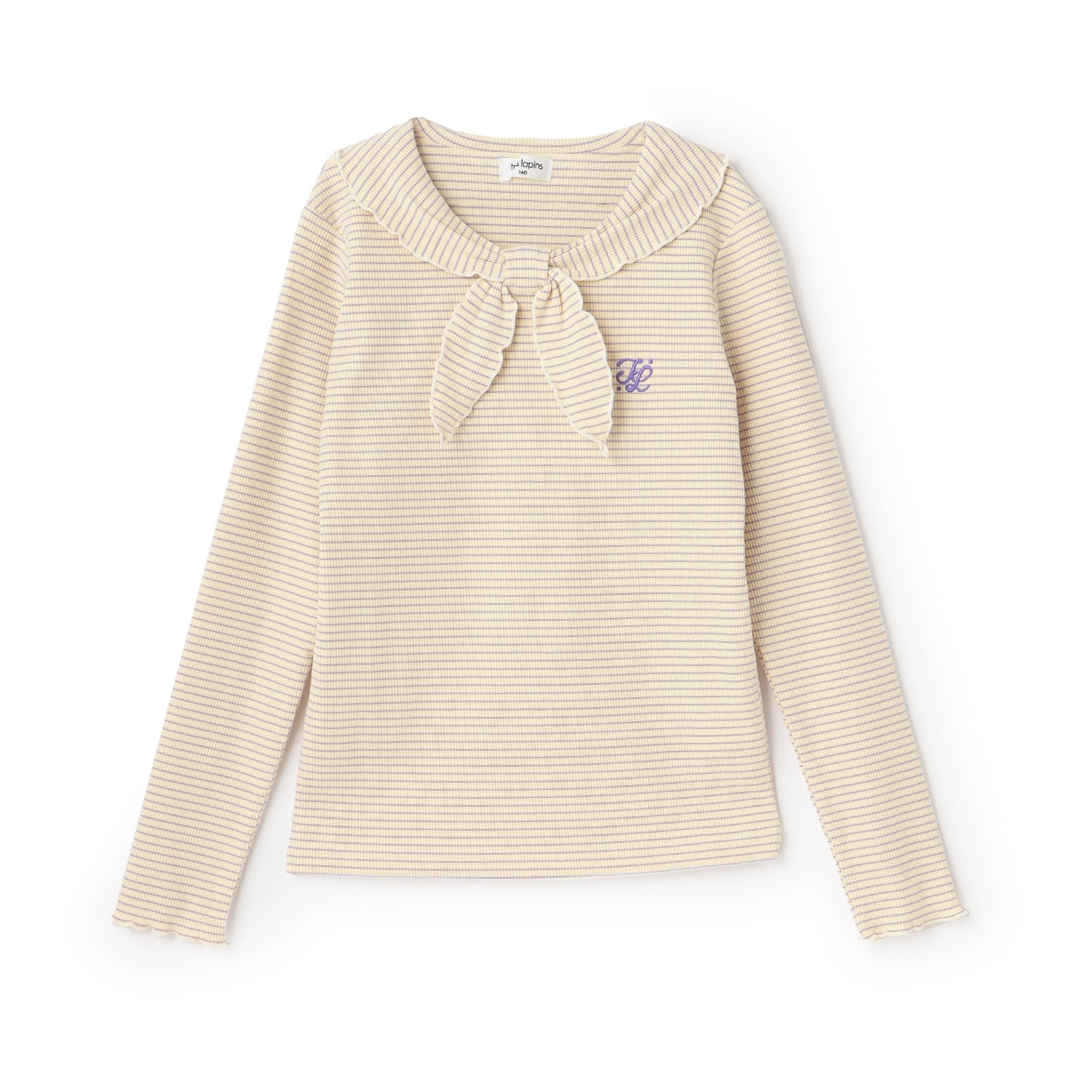 【Trois Lapins】 セーラー衿 テレコボーダー長袖Tシャツ