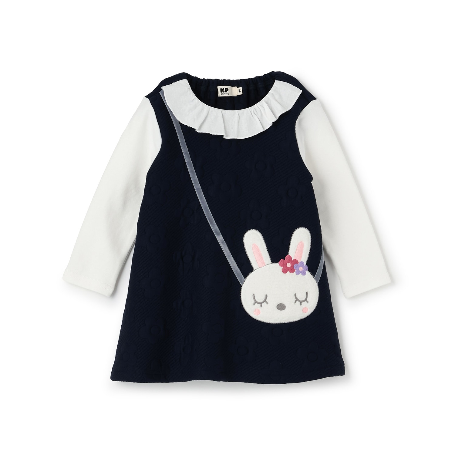 mimiちゃんポシェット風 花キルトワンピース
