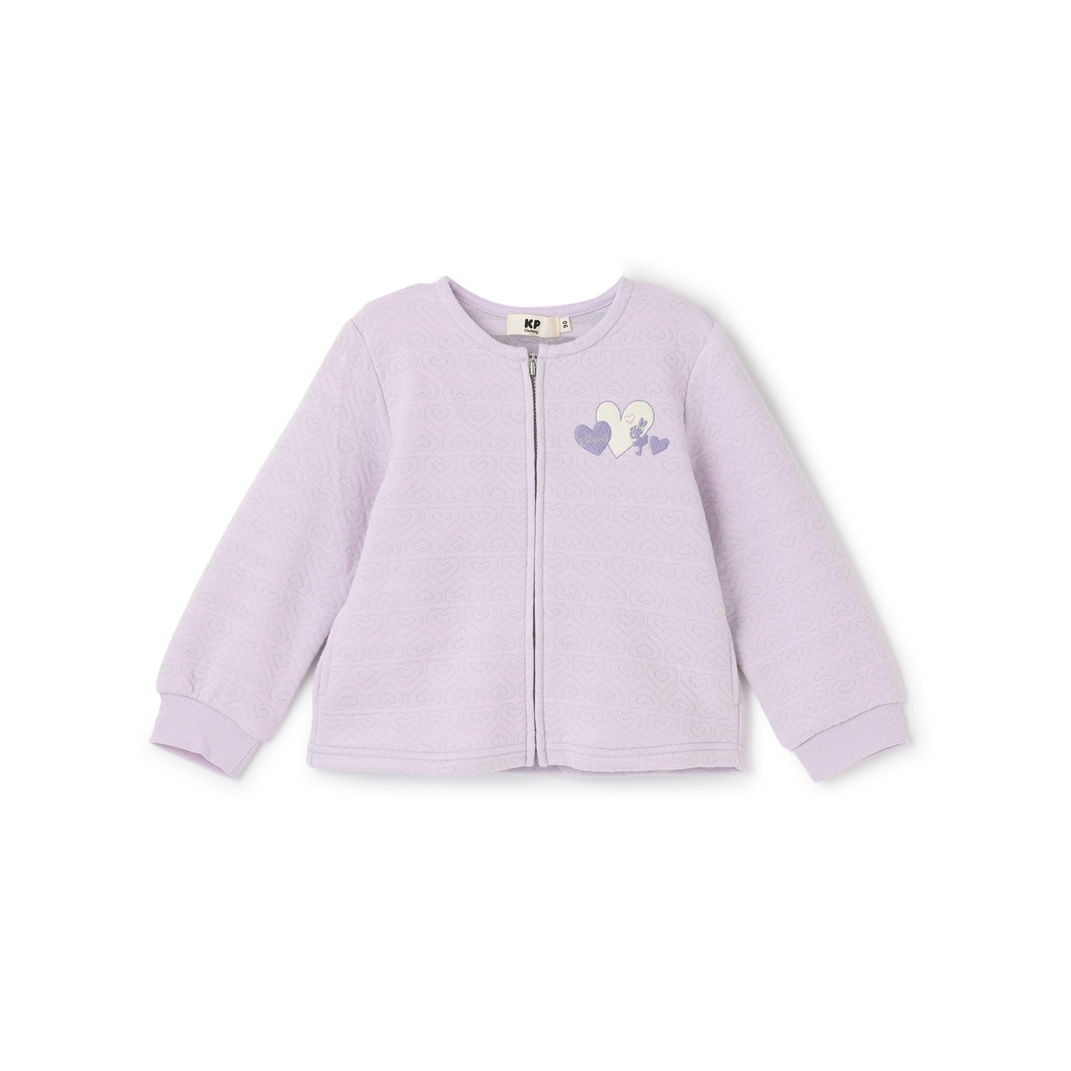 ハートラメジャカード ジップアップカーデ