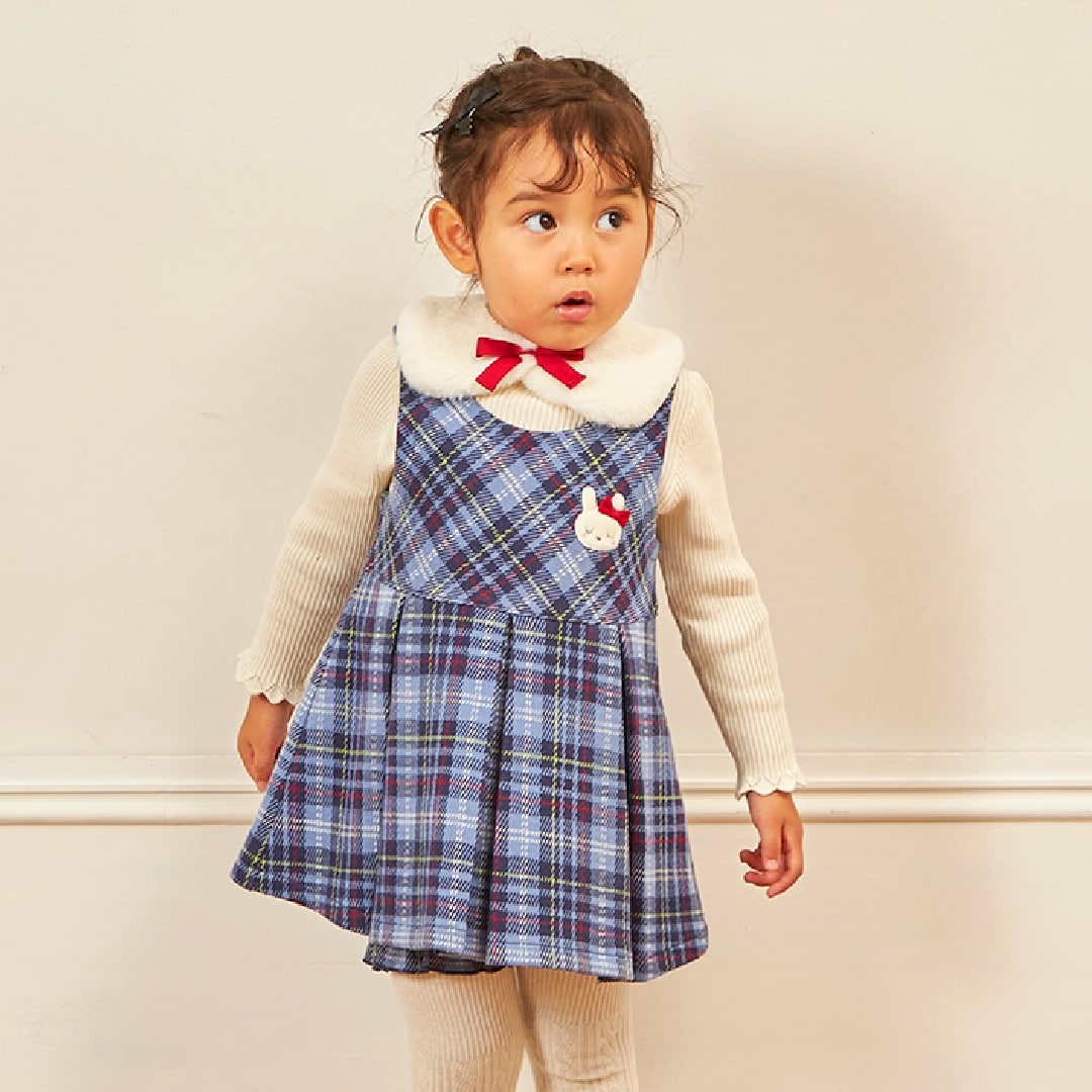 Wジャカードチェック ベビーセット 【ティペット付き】