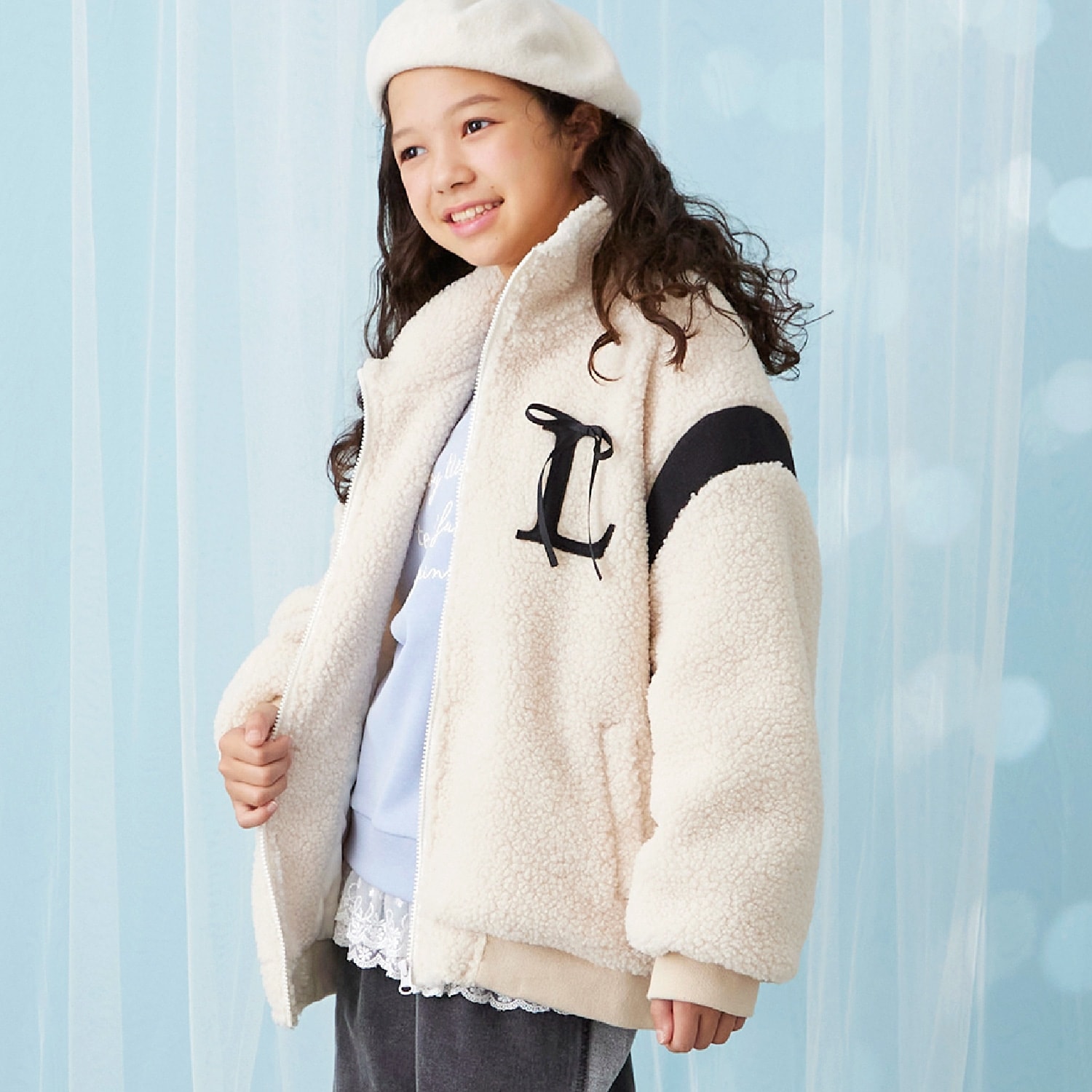 【trois lapins】 ボア 裏キルトジャケット