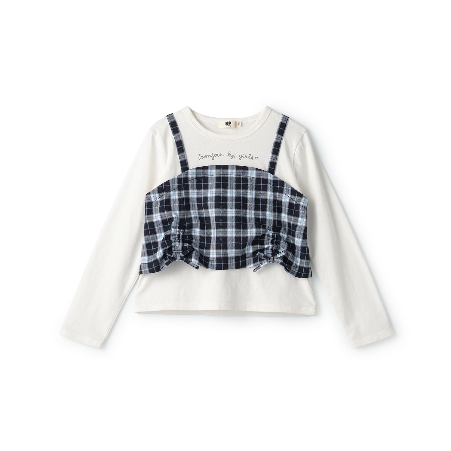 チェックレイヤード風長袖Tシャツ