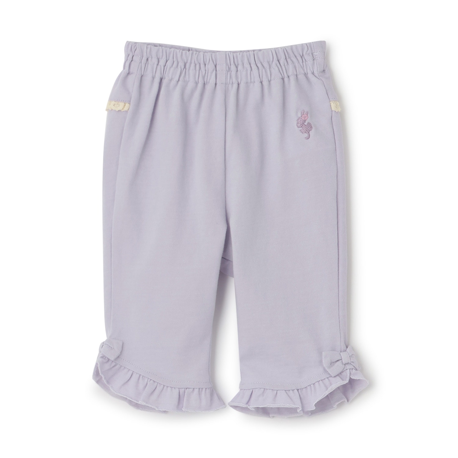 デニム風ニットツイル パンツ 6分丈