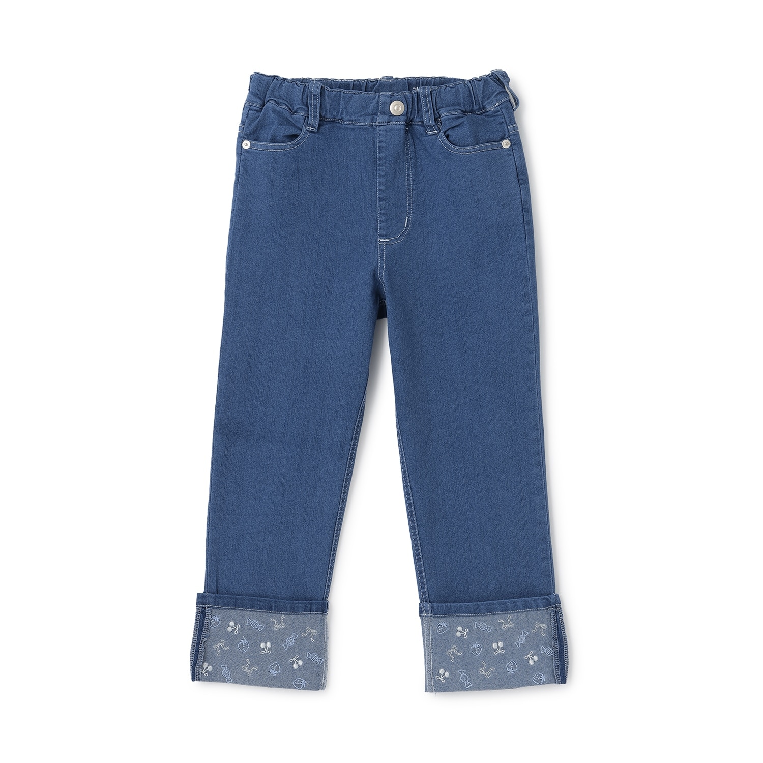 【Trois Lapins】 ストレッチデニム ロールアップパンツ