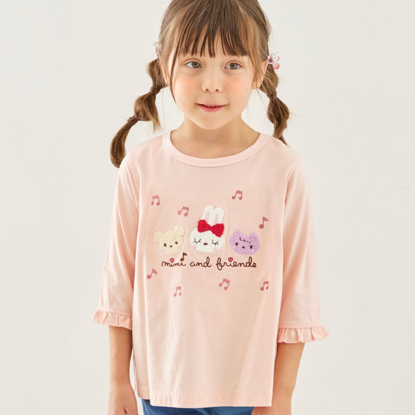 mimiちゃんとフレンズ 7分袖Tシャツ 【POMプロテクト加工】