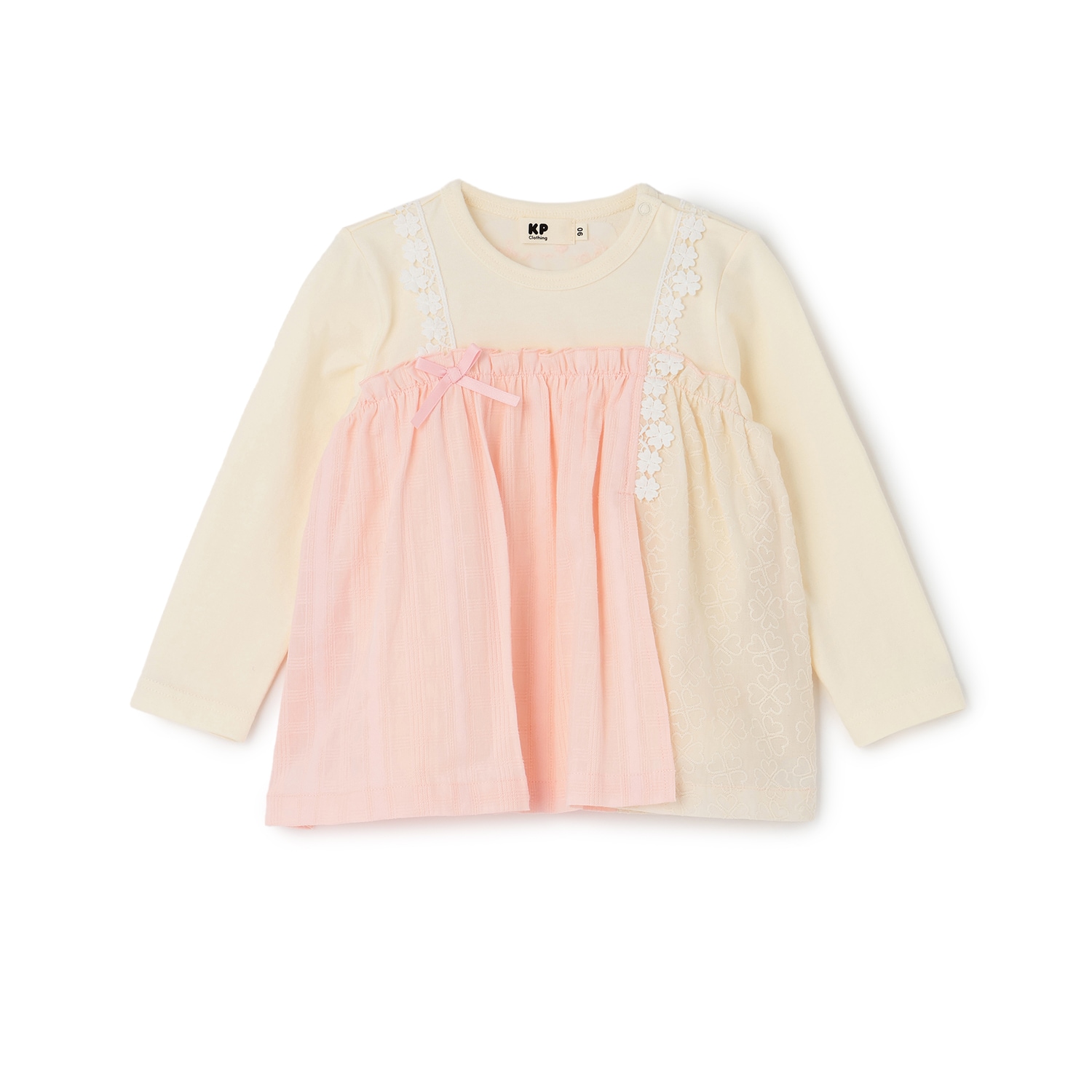 レース切り替え レイヤード風チュニック