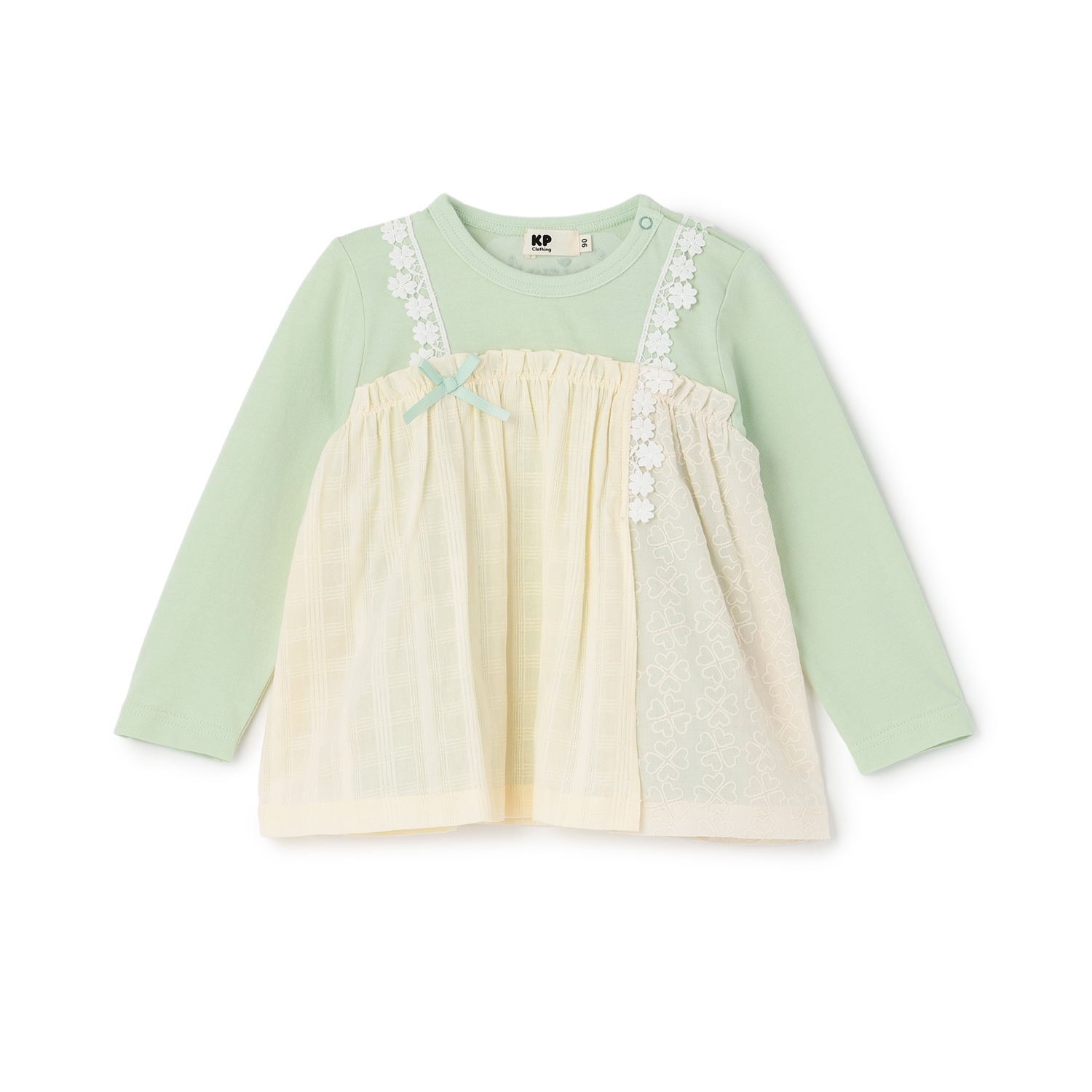 レース切り替え レイヤード風チュニック