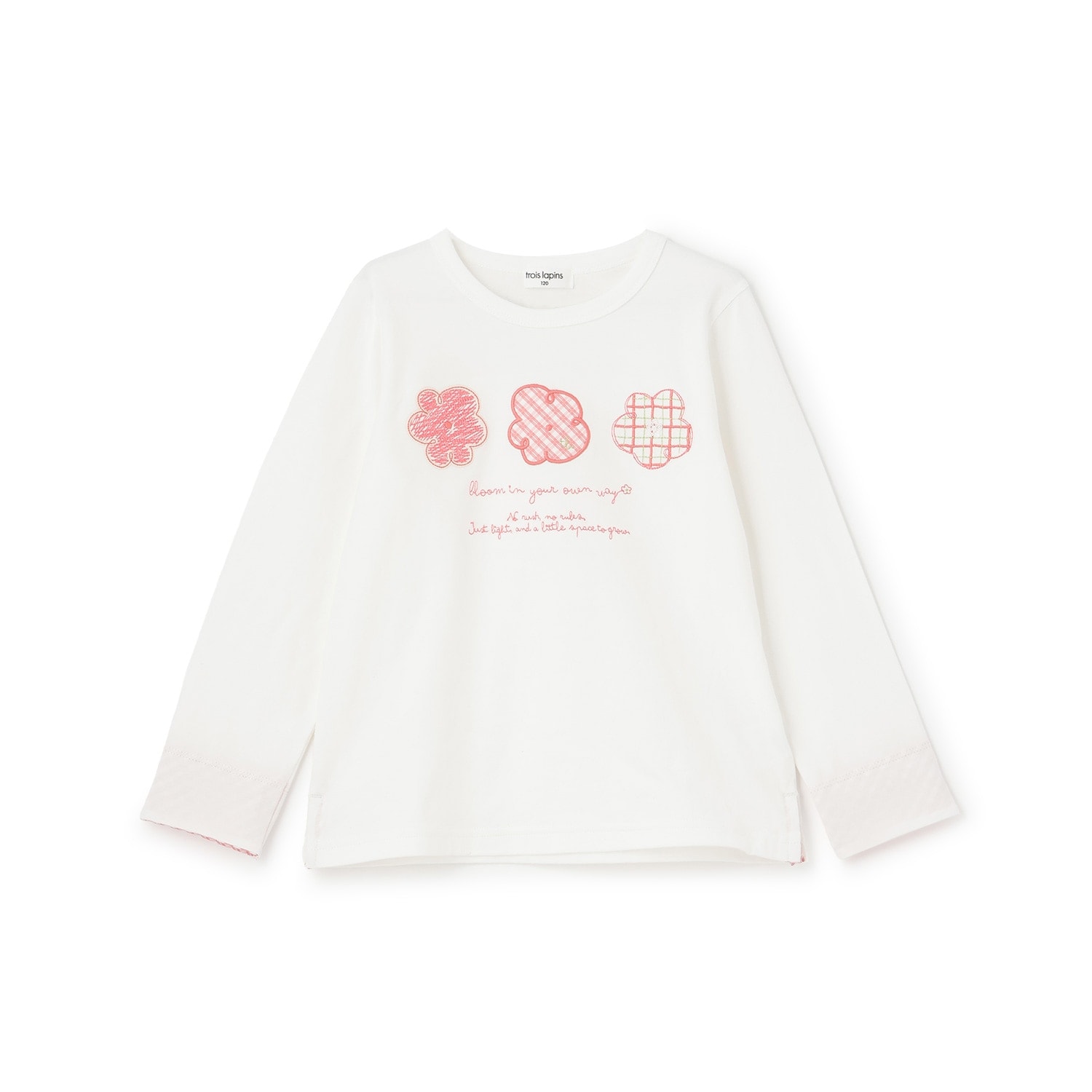 【Trois Lapins】 フラワーモチーフ アップリケ 長袖Tシャツ