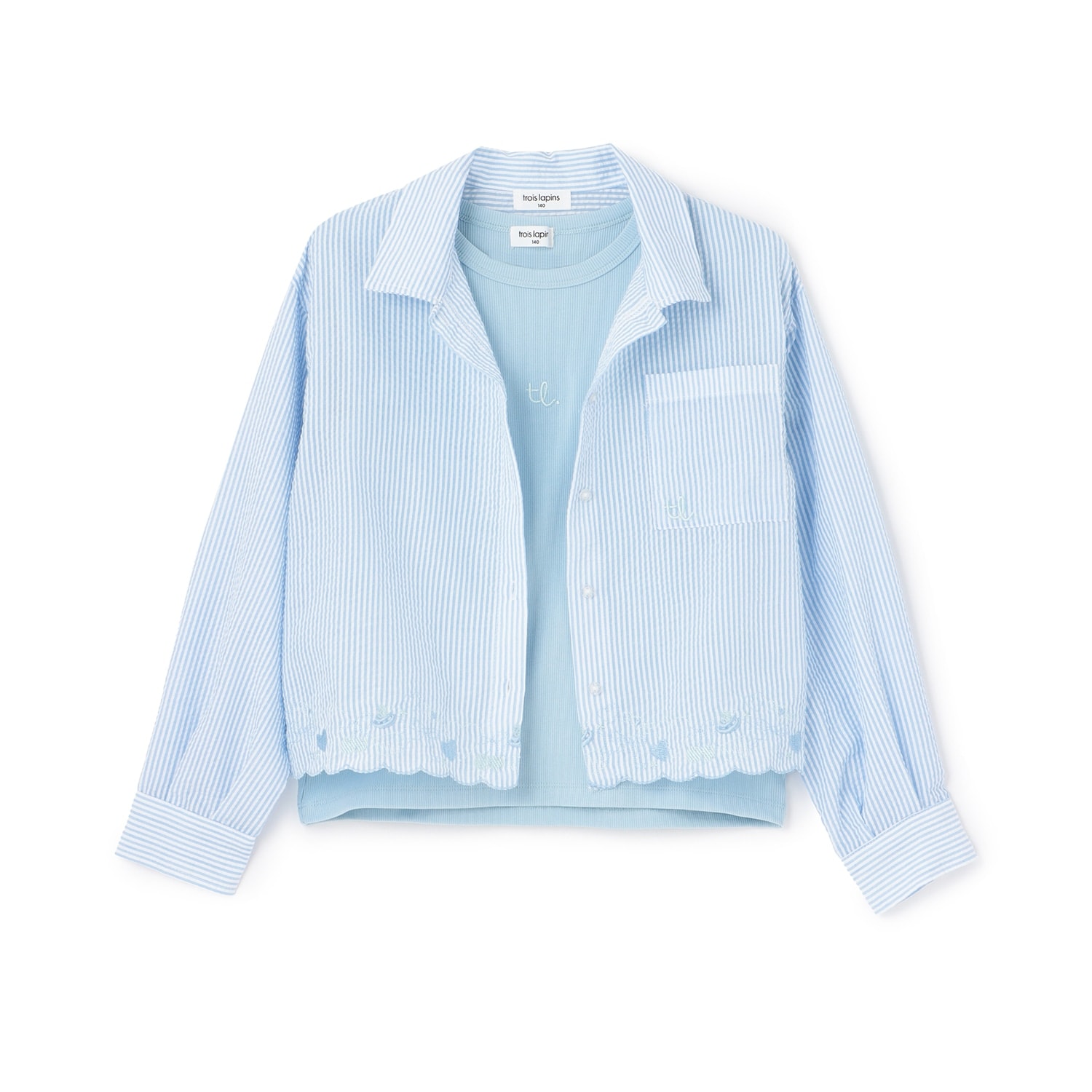 【Trois Lapins】 サッカーストライプシャツ×インナー セット