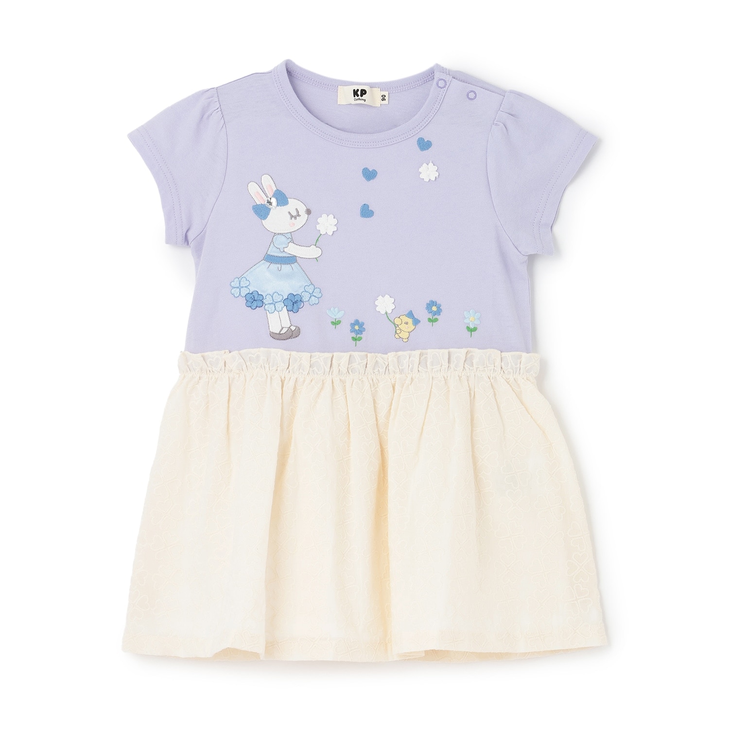 天竺×綿レース クローバー柄 ワンピース