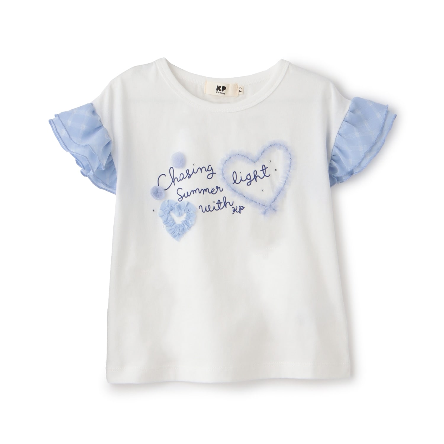 ドロップショルダー 袖フリルTシャツ