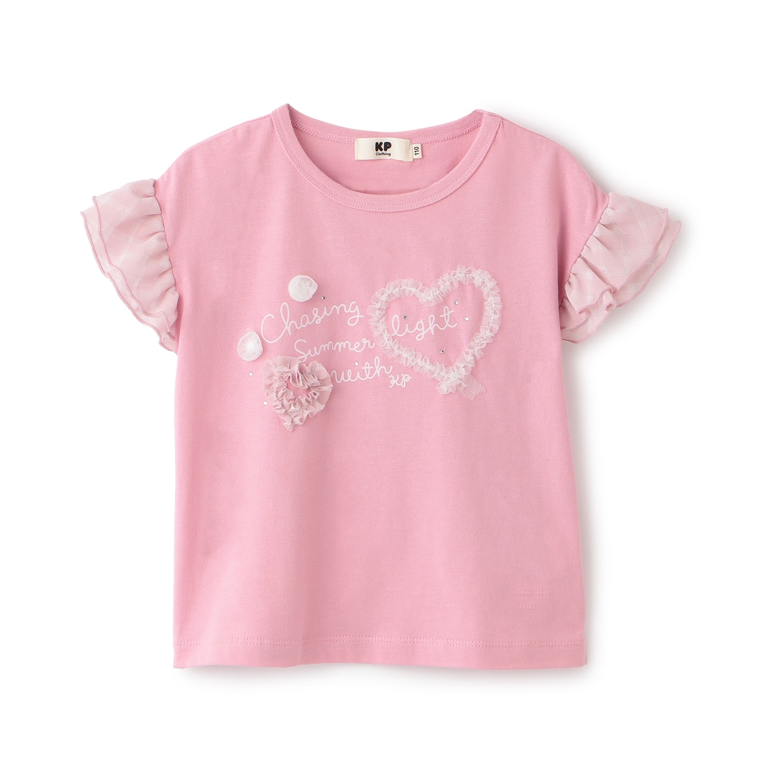 ドロップショルダー 袖フリルTシャツ