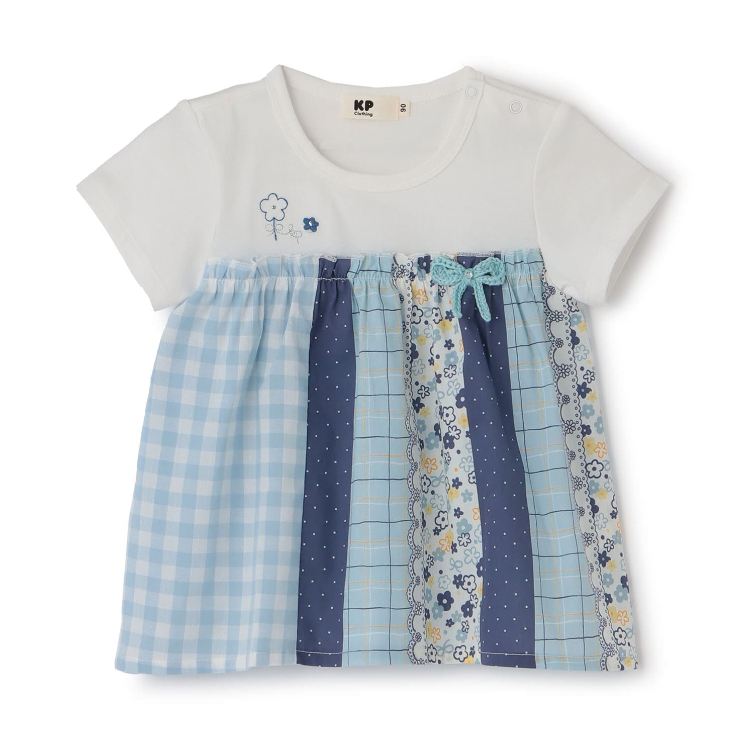 ギンガム×総柄 Aラインチュニック