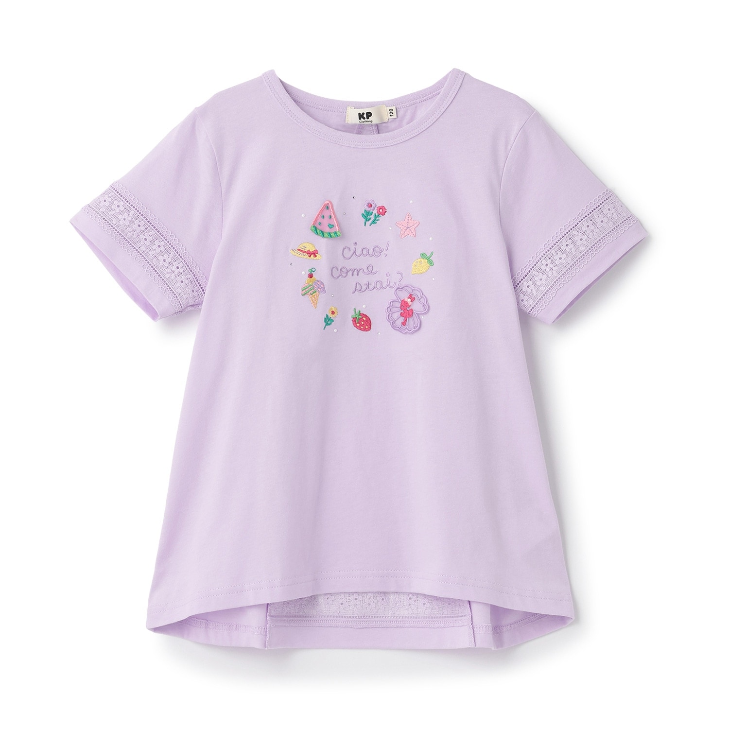 レース切り替え袖 Tシャツ