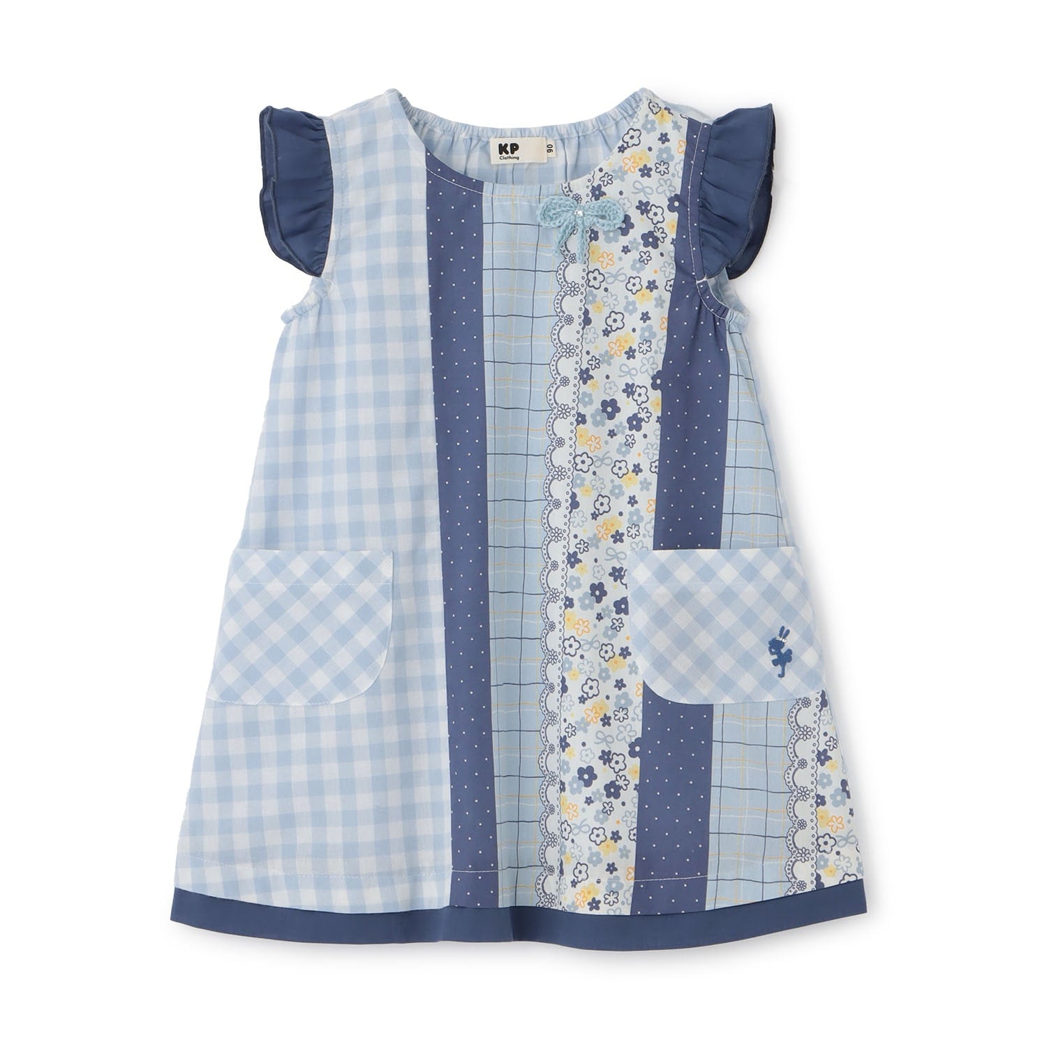 ギンガム×総柄 ワンピース