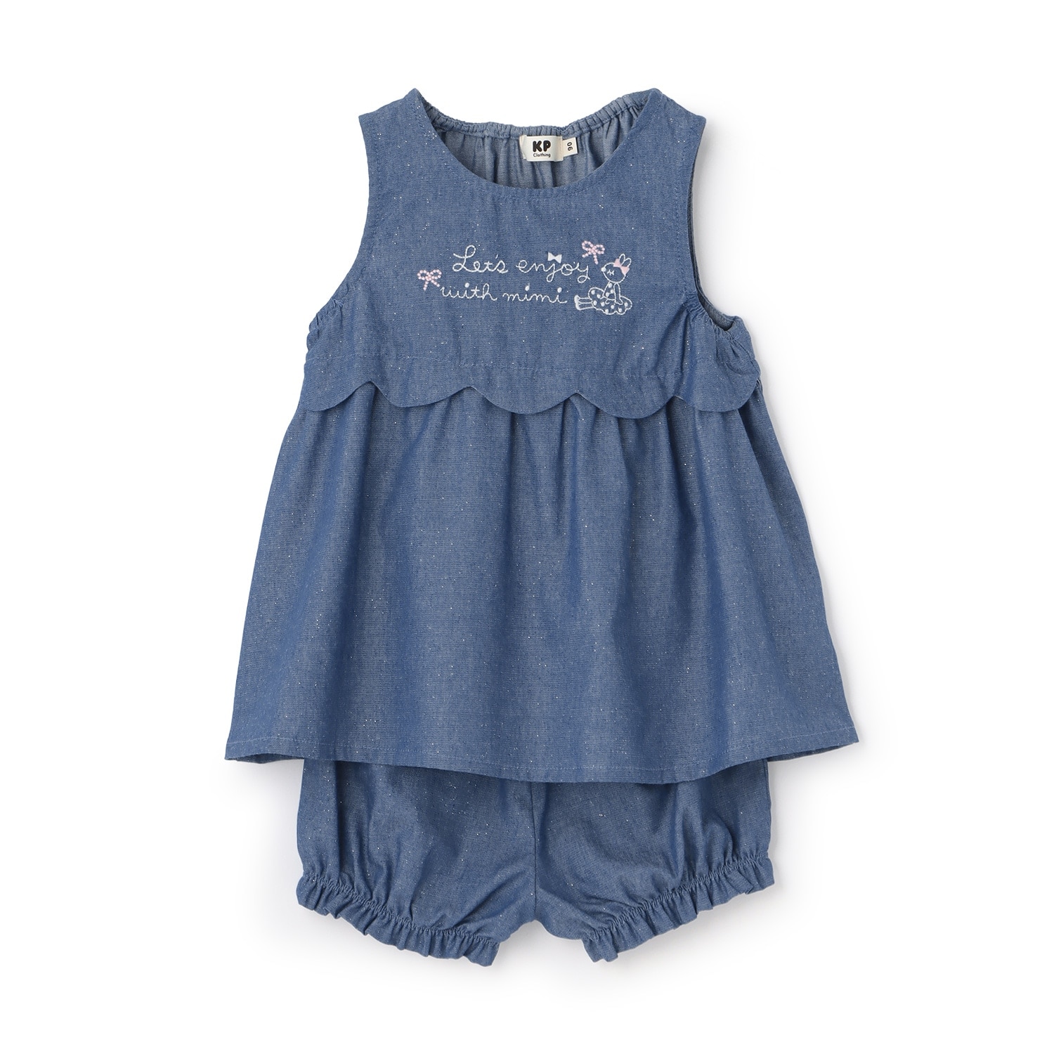 ラメデニム チュニック・ショートパンツセット