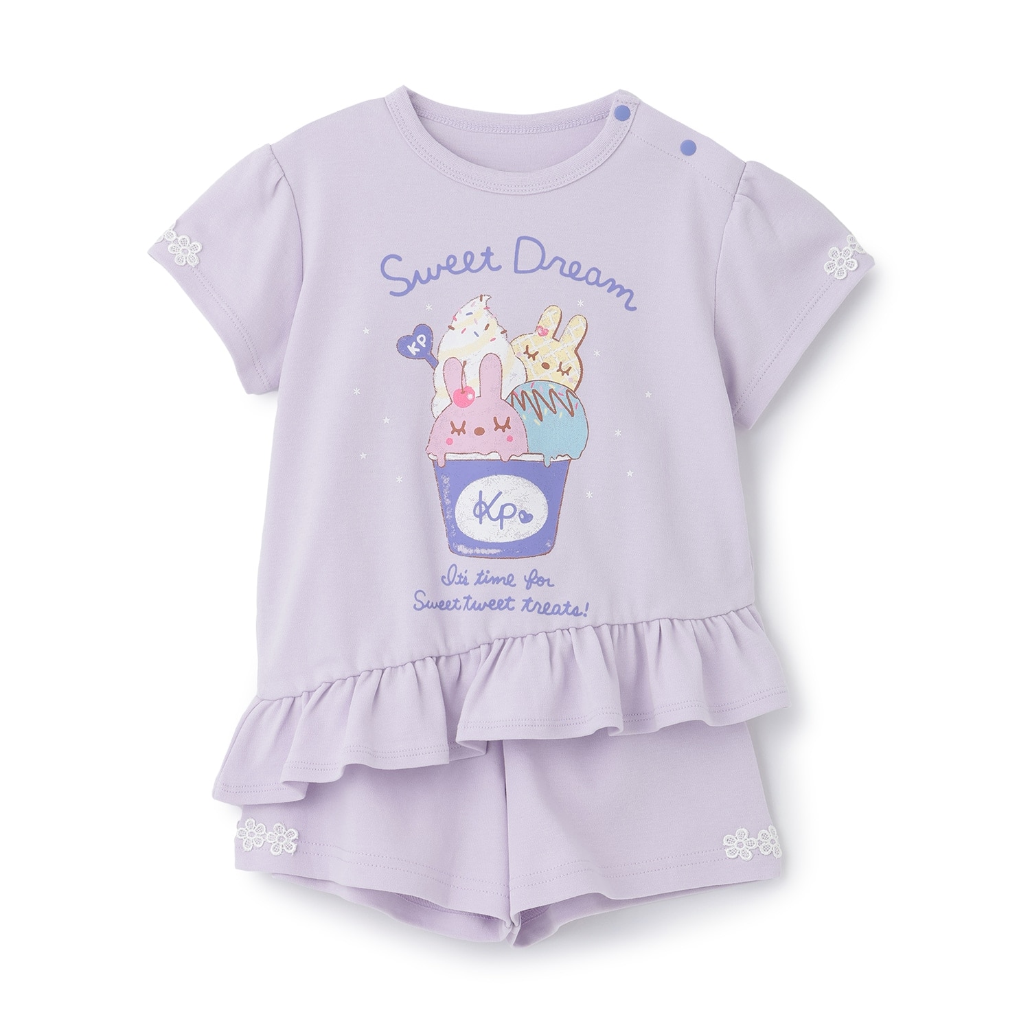 【ワンマイルOKラクカワセットアップ】フリルTシャツ・ショーツ