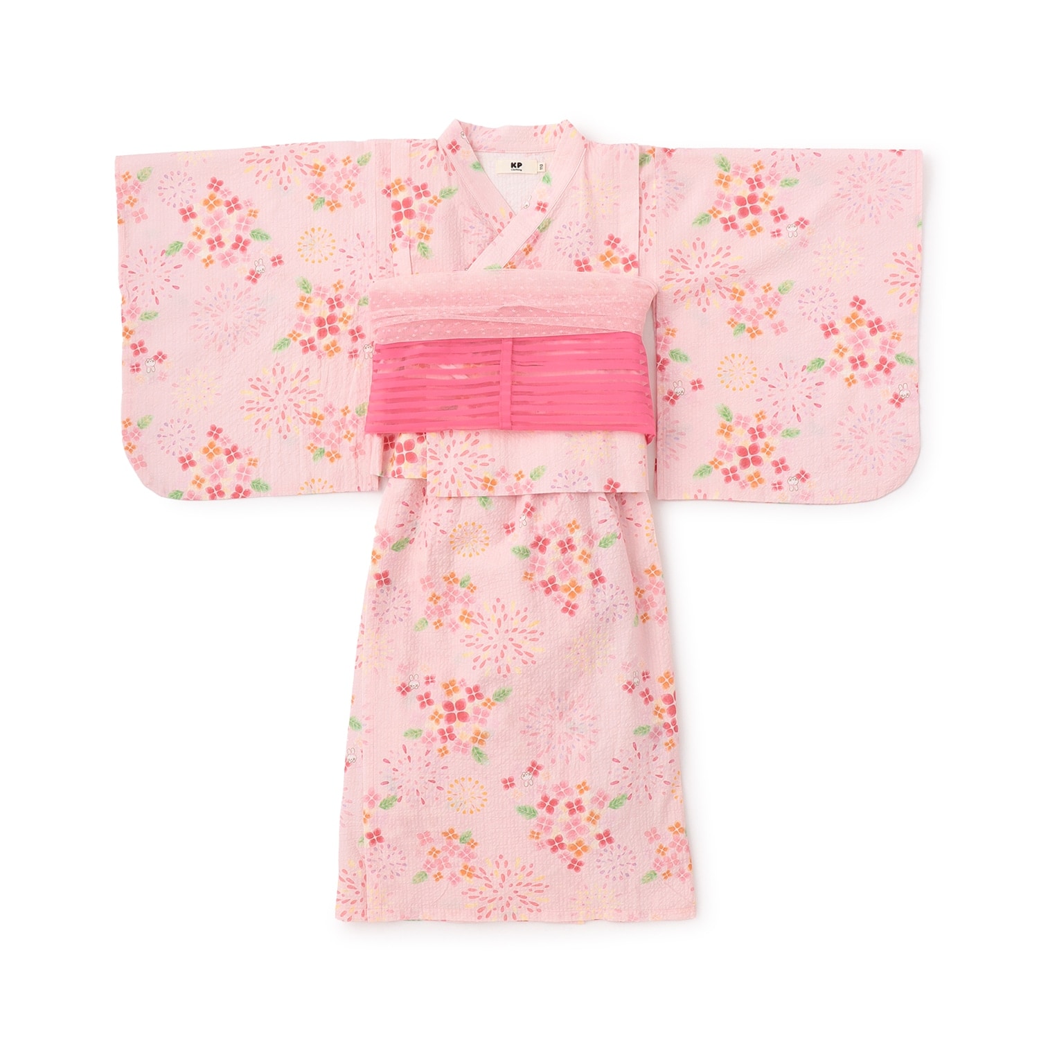 花火あじさい柄 浴衣・帯付き