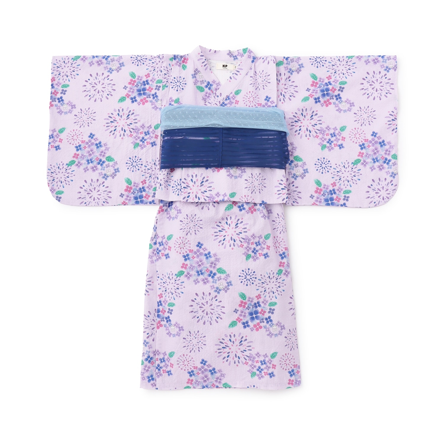 花火あじさい柄 浴衣・帯付き