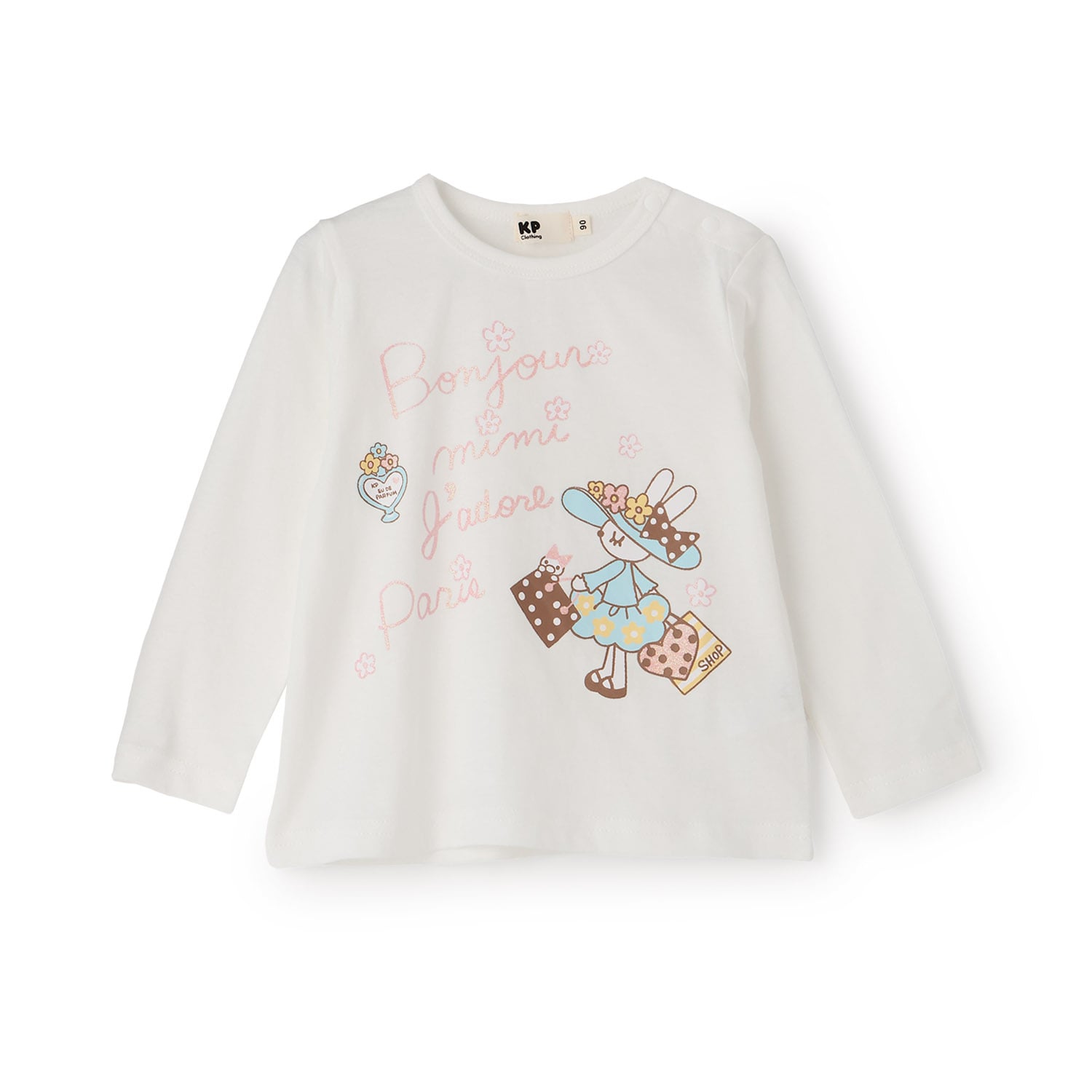 【GOOD PRICE】mimiちゃんラメプリント長袖Tシャツ