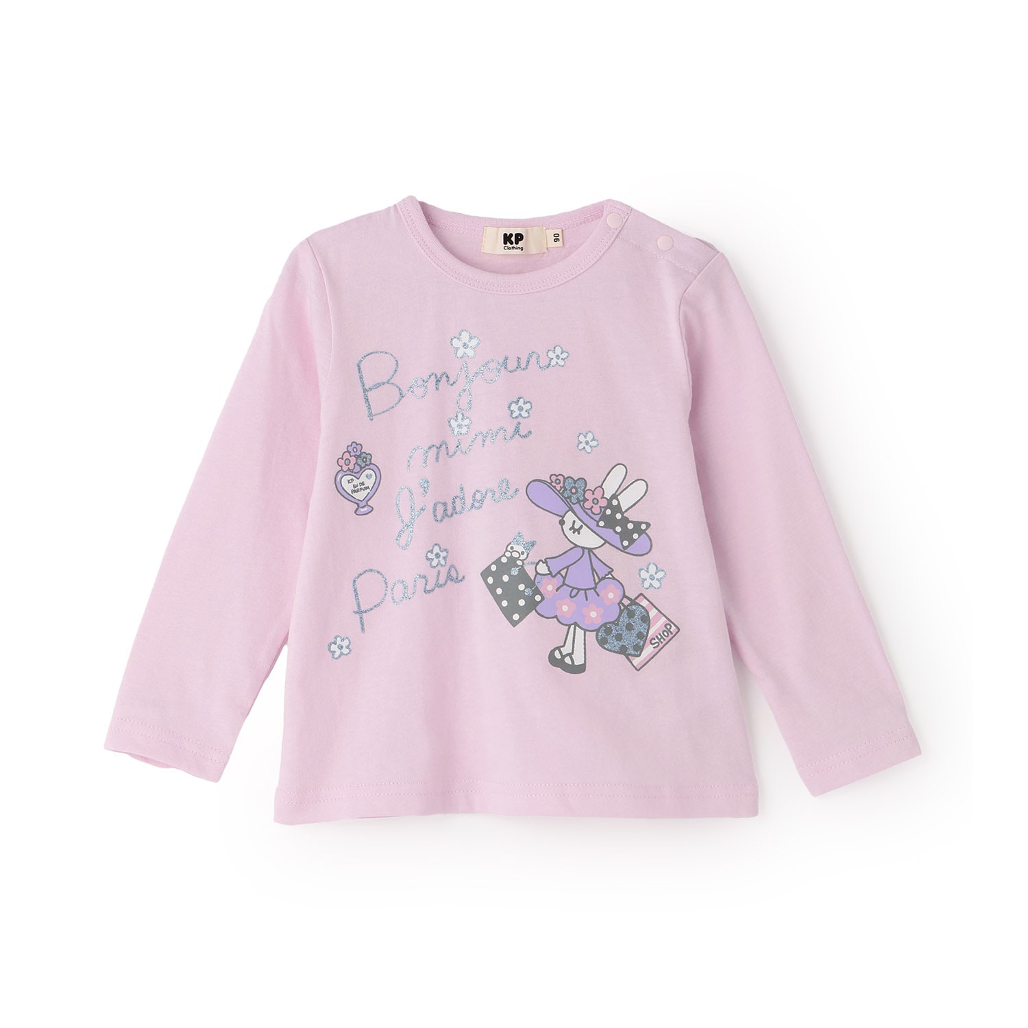 【GOOD PRICE】mimiちゃんラメプリント長袖Tシャツ