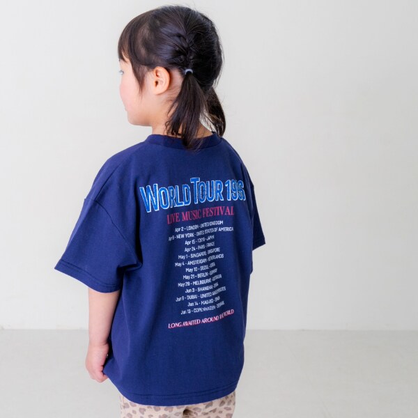 ロック風プリント半袖Tシャツ