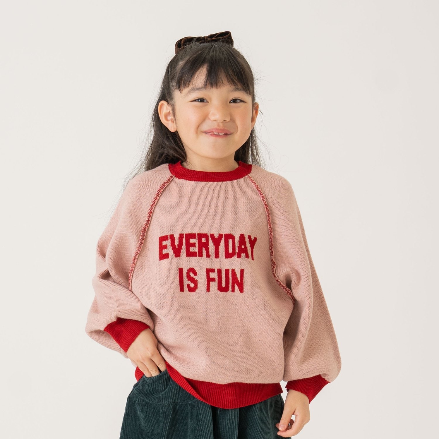 メッセージロゴニット(S(100~110cm) サックス): キッズ - ナルミヤ