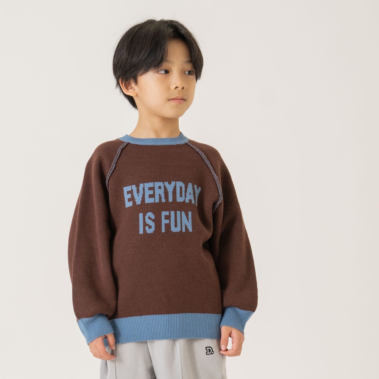 メッセージロゴニット(S(100~110cm) サックス): キッズ - ナルミヤ