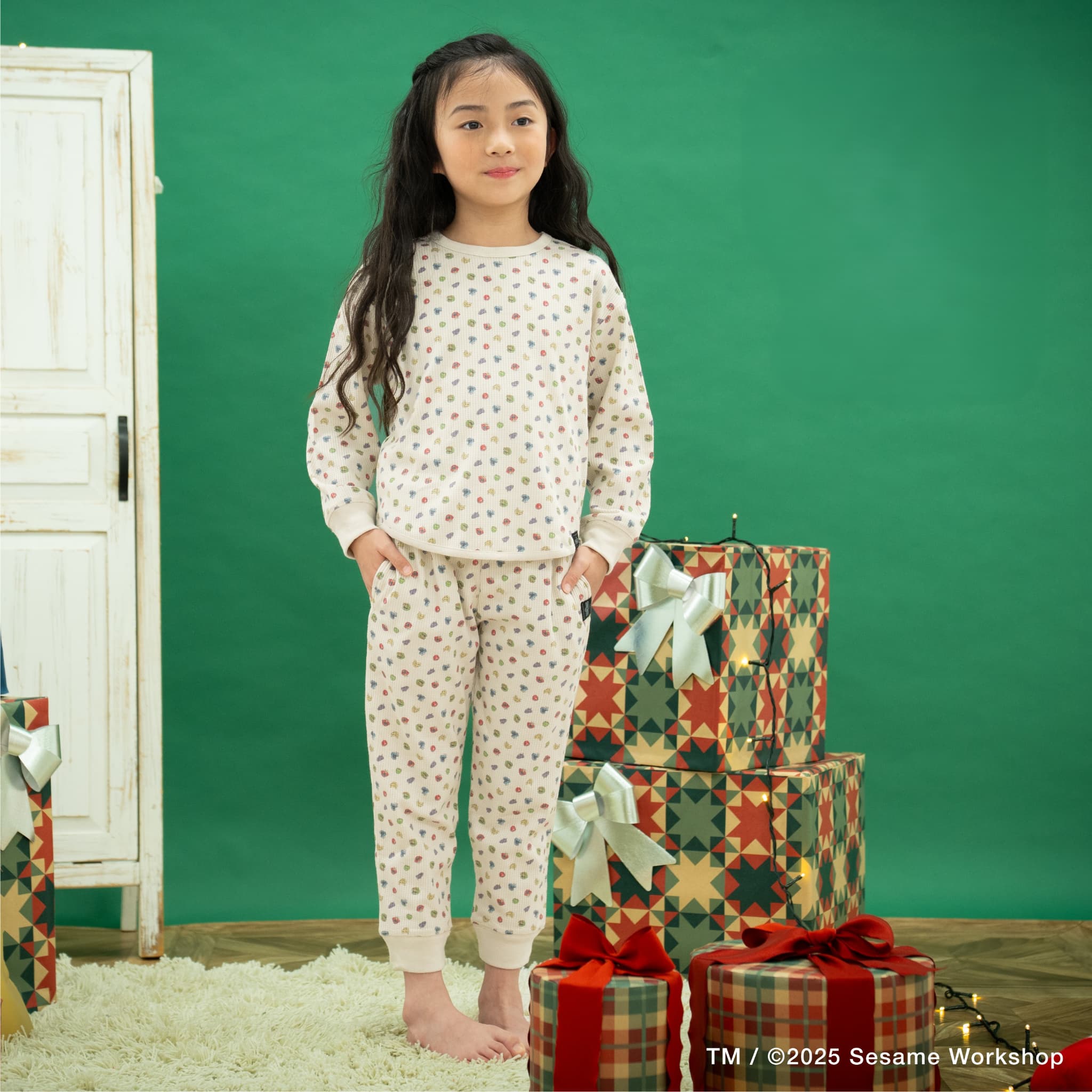 【セサミストリート×フルーツ】ワッフルパジャマ