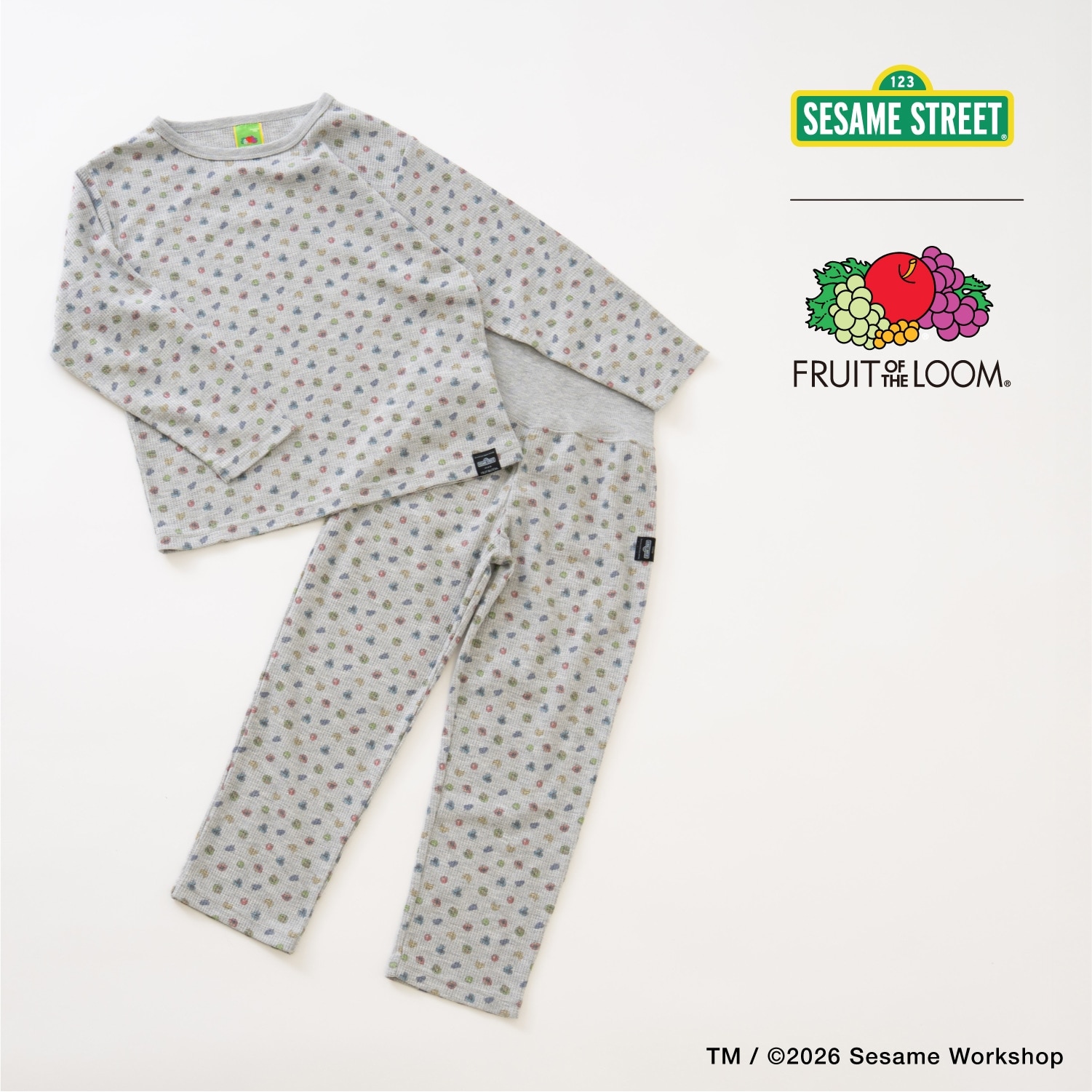 【セサミストリート×フルーツ】ワッフルパジャマ