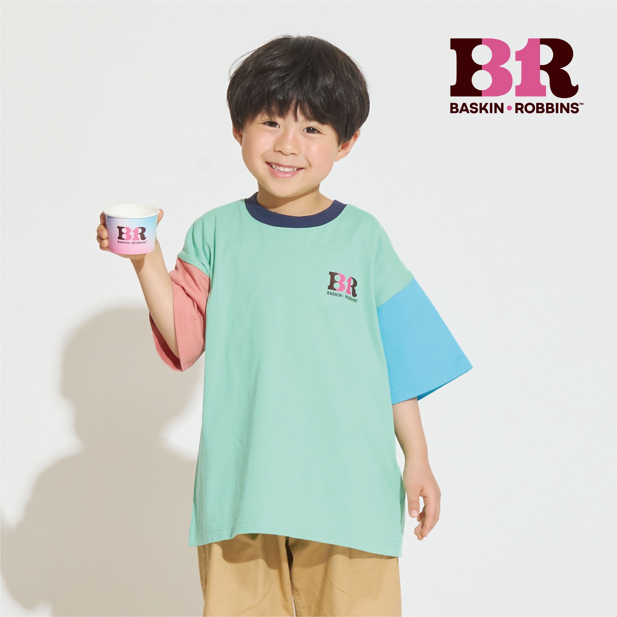 【サーティワン アイスクリーム】ワイドシルエットマルチカラーバックプリント半袖T