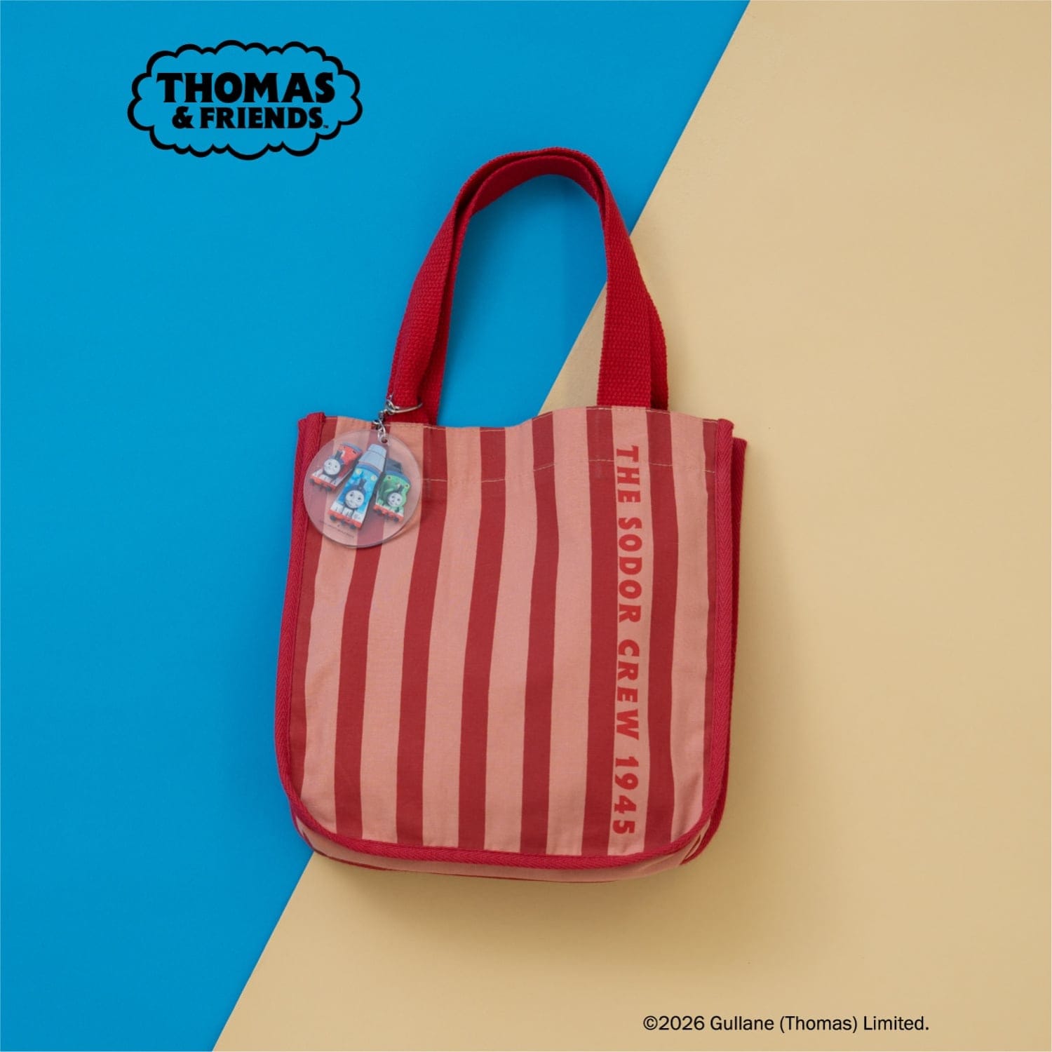 【3月13日発売予定】【きかんしゃトーマス】チャーム付きストライプミニトート