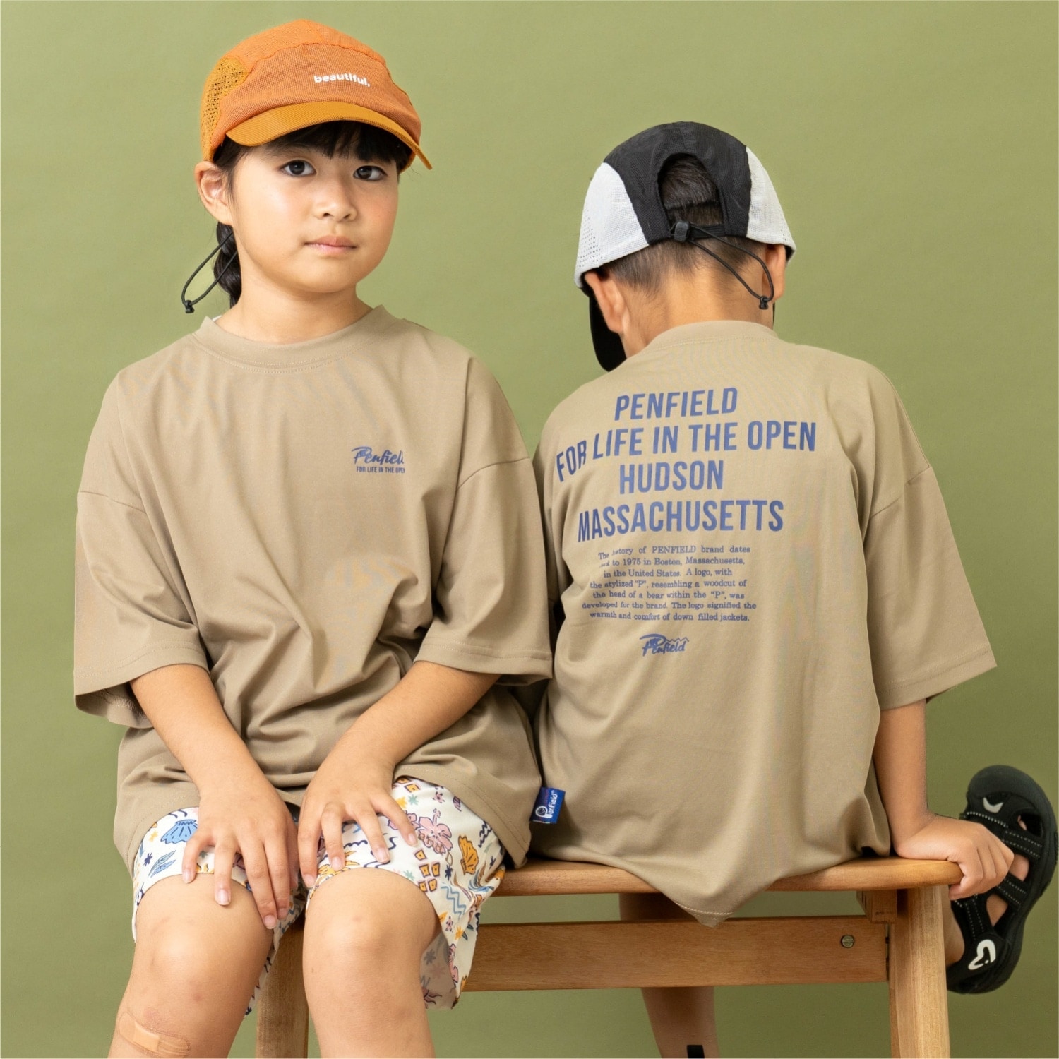 【Penfield】【親子リンク】【接触冷感】キッズメッセージロゴバックBIG Tシャツ
