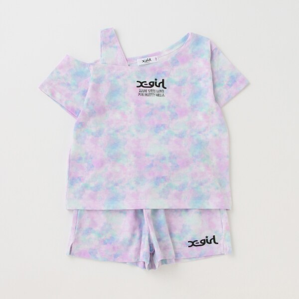 【人気商品再入荷】【直営店で取り扱い無し】肩開き半袖Ｔシャツ＋ショーツセットアップ
