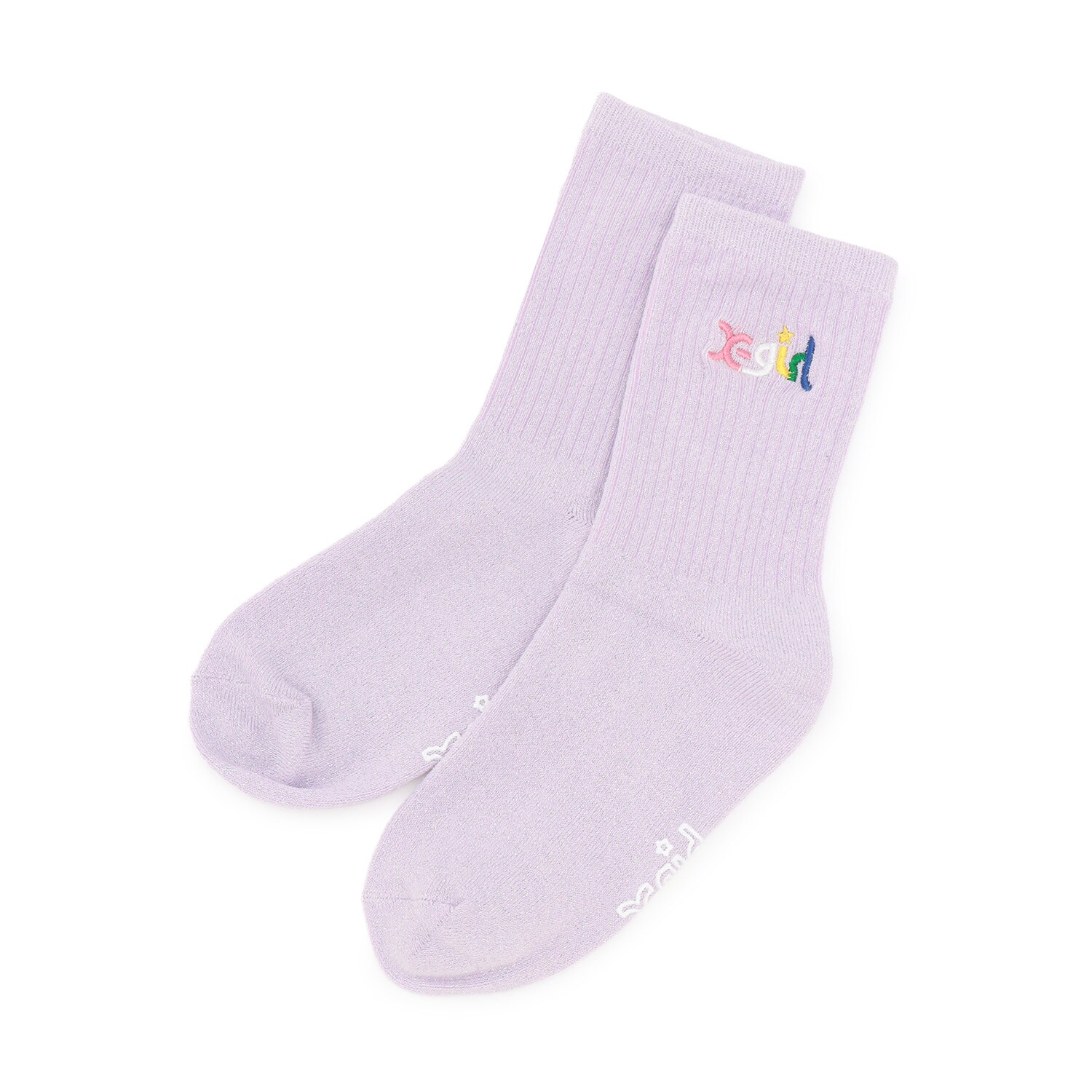 【人気商品再入荷】【直営店で取り扱い無し】カラフルロゴラメクルーソックス