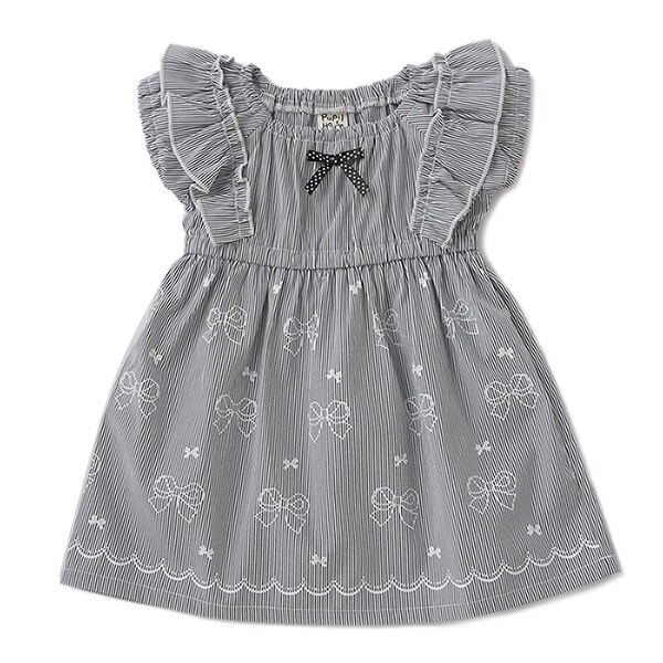 Narumiya Online ナルミヤ オンラインの公式通販サイトリボンプリントピンストライプワンピース 80 ブルー キッズ