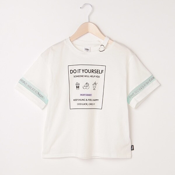 【milkycoast】 衿スリットプリントTシャツ