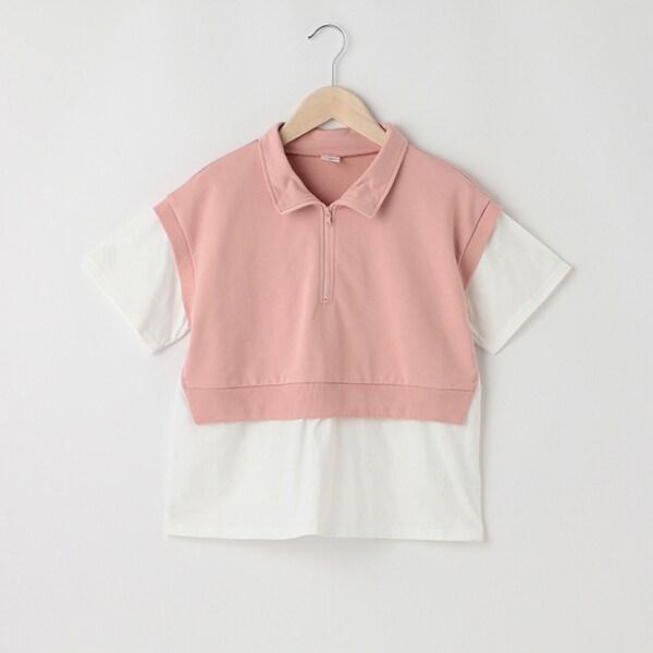 【milkycoast】ハーフジップレイヤードTシャツ