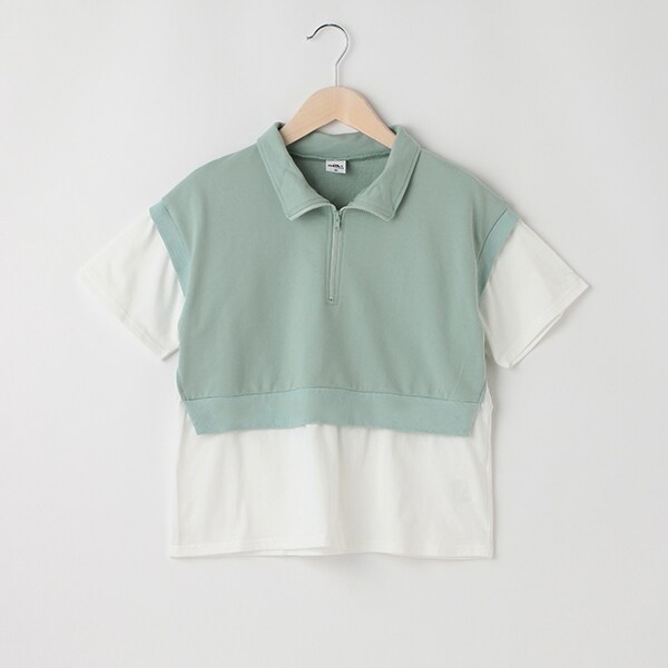 【milkycoast】ハーフジップレイヤードTシャツ