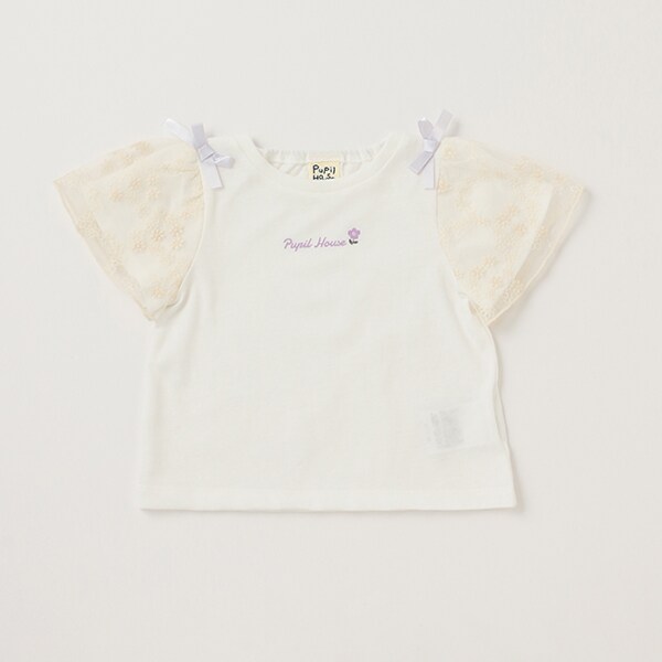 チュールフレア袖Tシャツ