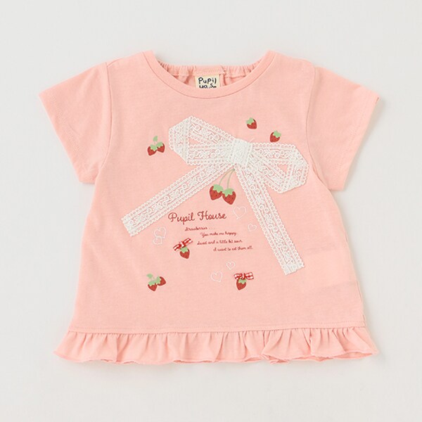 リボンアップリケTシャツ