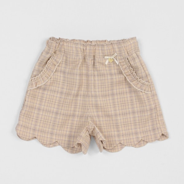 裾スカラップチェックショートパンツ(90cm 黒): キッズ - ナルミヤ