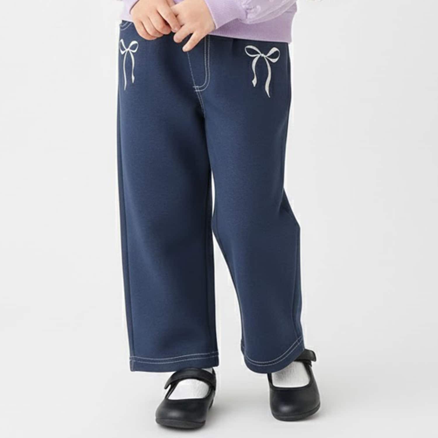 微起毛リボンデニムパンツ