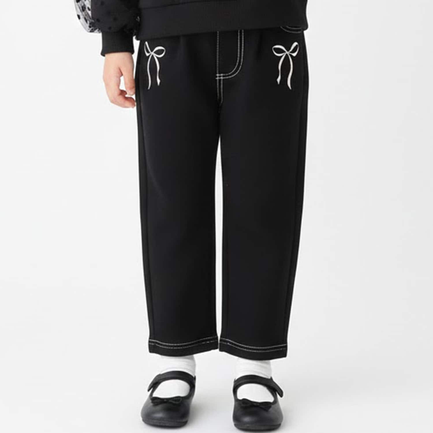 微起毛リボンデニムパンツ