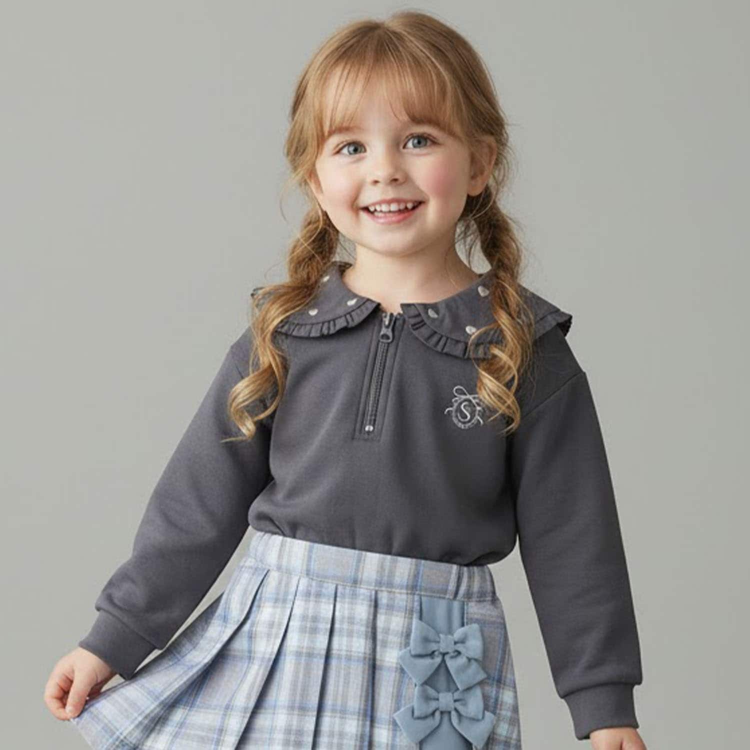ウェア Nina セーラー衿ハーフZIP(90cm チャコール): キッズ - ナルミヤ