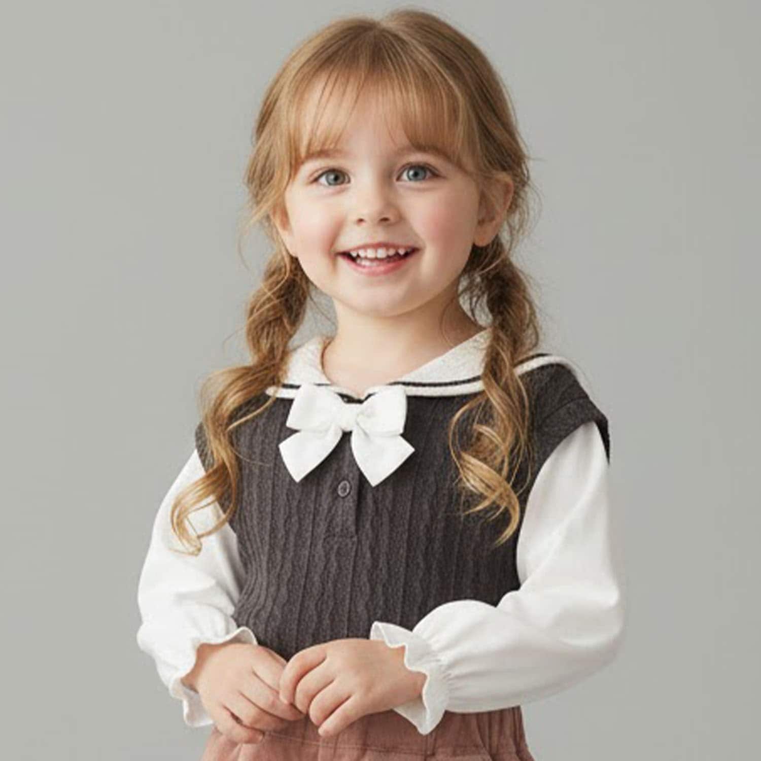 セーラー衿レイヤード風トップス